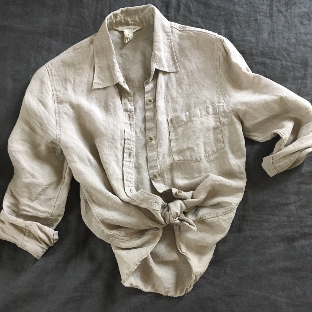 J Crew 100% Linen Button Up